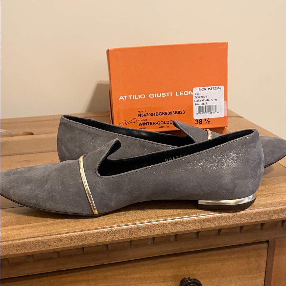 Attilio Giusti Leombruni Suede Gray Loafers - Picture 2 of 9